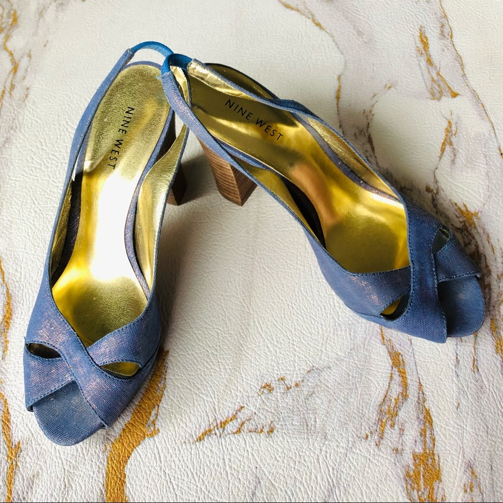 Nine West 2-Tone Peep Toe Sling-back Pumps